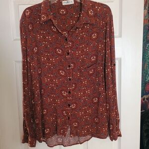 NATURAL LIFE Rust Floral Button-Down Shirt